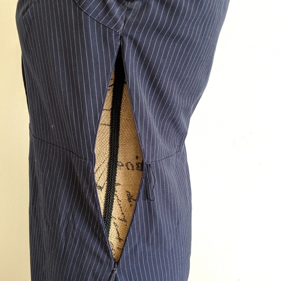 EUC Vintage Calvin Klein Navy Pinstripe Midi Dress - Picture 5 of 8